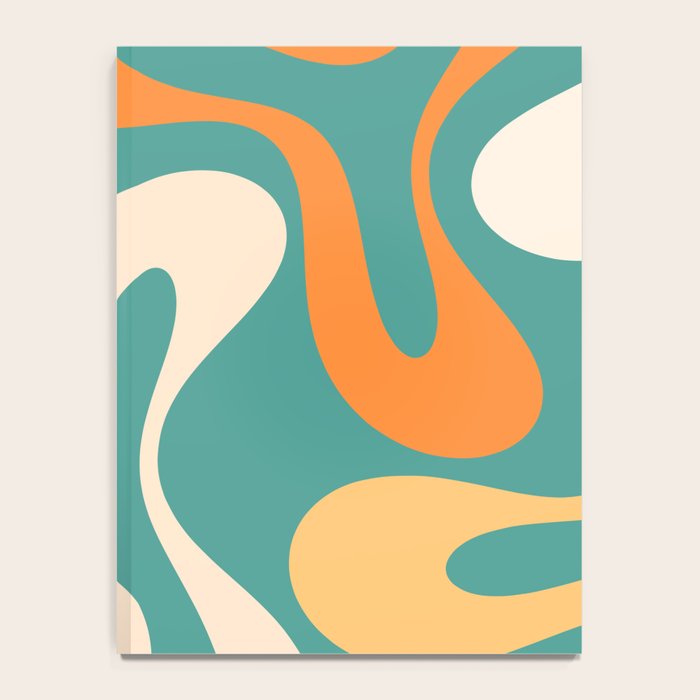 Soft Curves Retro Modern Abstract Pattern Teal Orange Yellow Notebook Gallery Image 4