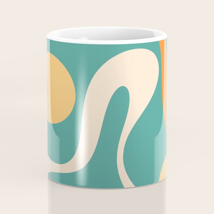 Soft Curves Retro Modern Abstract Pattern Teal Orange Yellow Coffee Mug Gallery Image 4