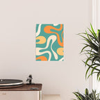 Soft Curves Retro Modern Abstract Pattern Teal Orange Yellow Poster Gallery Image 2