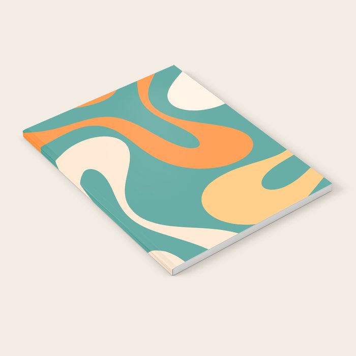 Soft Curves Retro Modern Abstract Pattern Teal Orange Yellow Notebook Gallery Image 2