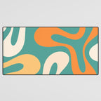 Soft Curves Retro Modern Abstract Pattern Teal Orange Yellow Desk Mat Gallery Image 3