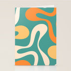 Soft Curves Retro Modern Abstract Pattern Teal Orange Yellow Stationery Card Gallery Image 2