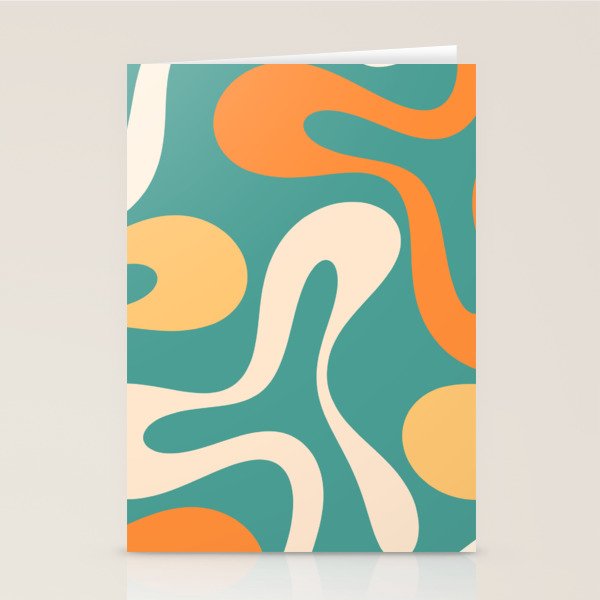 Soft Curves Retro Modern Abstract Pattern Teal Orange Yellow Stationery Card Gallery Image 2