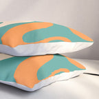 Soft Curves Retro Modern Abstract Pattern Teal Orange Yellow Pillow Sham Gallery Image 3