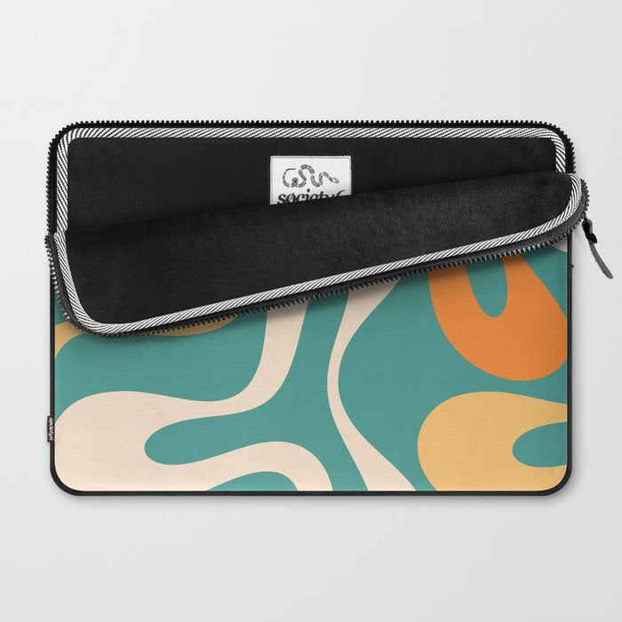 Soft Curves Retro Modern Abstract Pattern Teal Orange Yellow Laptop Sleeve Gallery Image 2