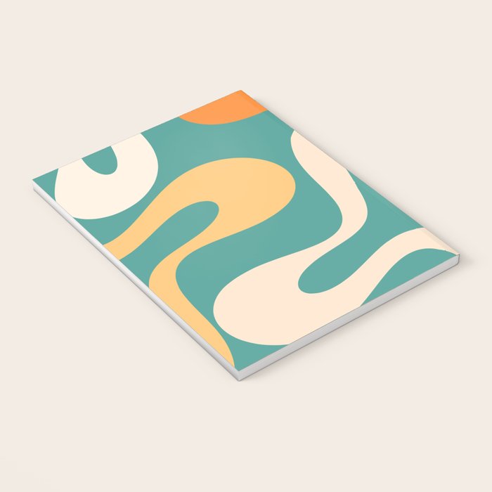 Soft Curves Retro Modern Abstract Pattern Teal Orange Yellow Notebook Gallery Image 3
