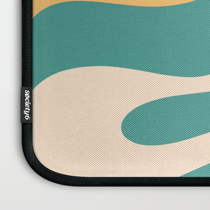 Soft Curves Retro Modern Abstract Pattern Teal Orange Yellow Laptop Sleeve Gallery Image 3