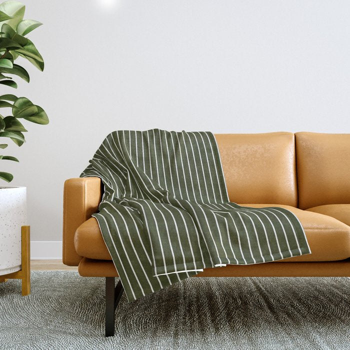 Lines #6 (Olive Green) Throw Blanket Gallery Image 1