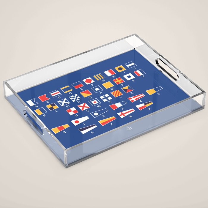 Maritime Nautical Signal Flags Chart - Navy Acrylic Tray Gallery Image 1