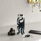 Minoan Octopus - Black Ink Water Bottle Gallery Image 4