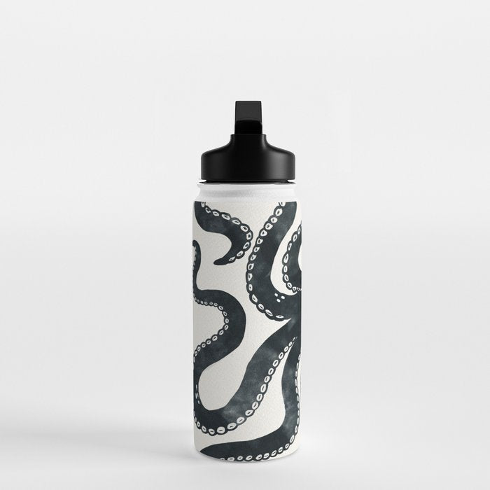 Minoan Octopus - Black Ink Water Bottle Gallery Image 3