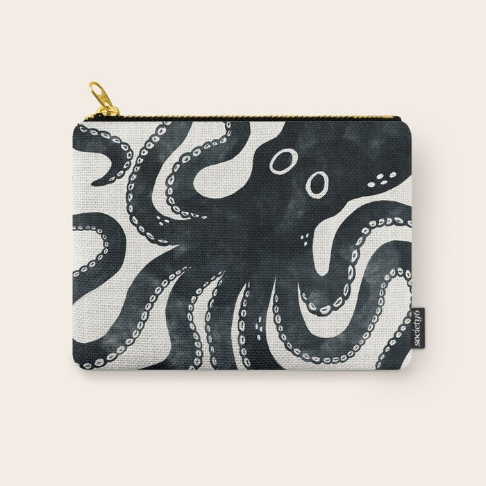 Minoan Octopus - Black Ink Carry All Pouch Gallery Image 1