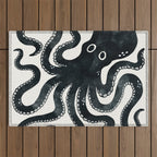 Minoan Octopus - Black Ink Outdoor Rug Gallery Image 1