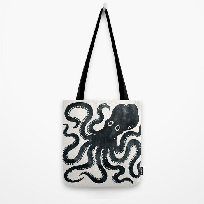 Minoan Octopus - Black Ink Tote Bag Gallery Image 2