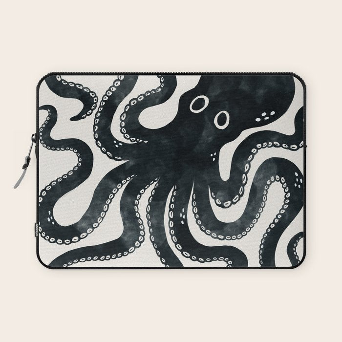 Minoan Octopus - Black Ink Laptop Sleeve Gallery Image 1