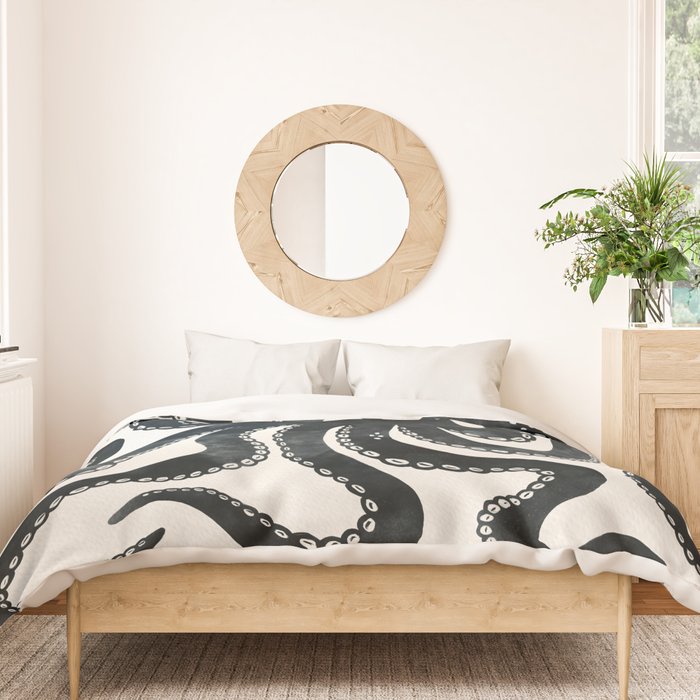 Minoan Octopus - Black Ink Duvet Cover Gallery Image 3