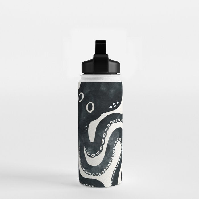 Minoan Octopus - Black Ink Water Bottle Gallery Image 2