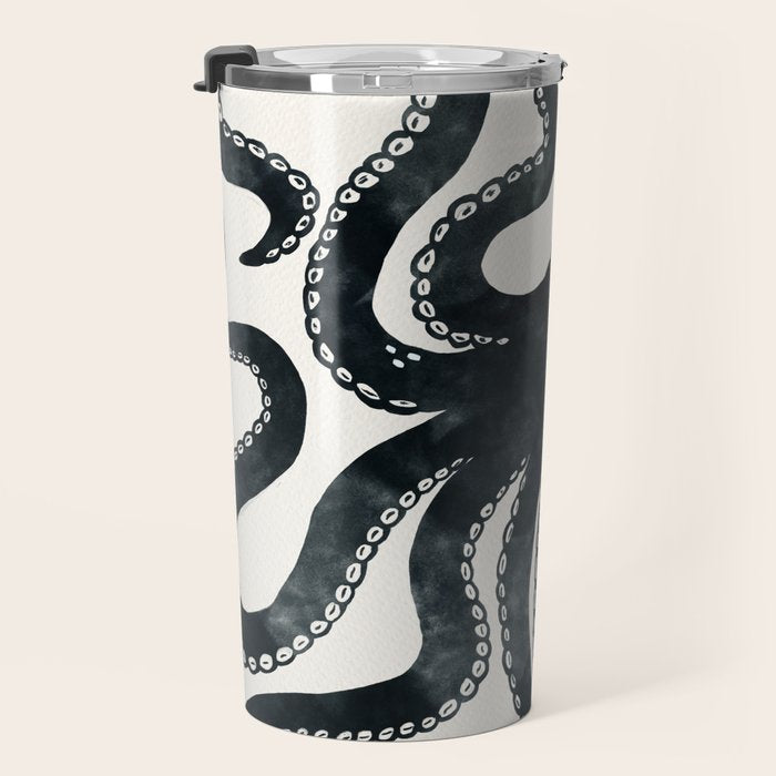 Minoan Octopus - Black Ink Travel Mug Gallery Image 3