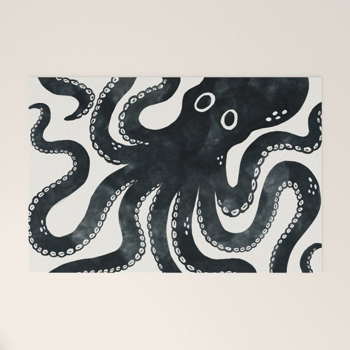 Minoan Octopus - Black Ink Welcome Mat Gallery Image 1