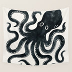 Minoan Octopus - Black Ink Wall Tapestry Gallery Image 4