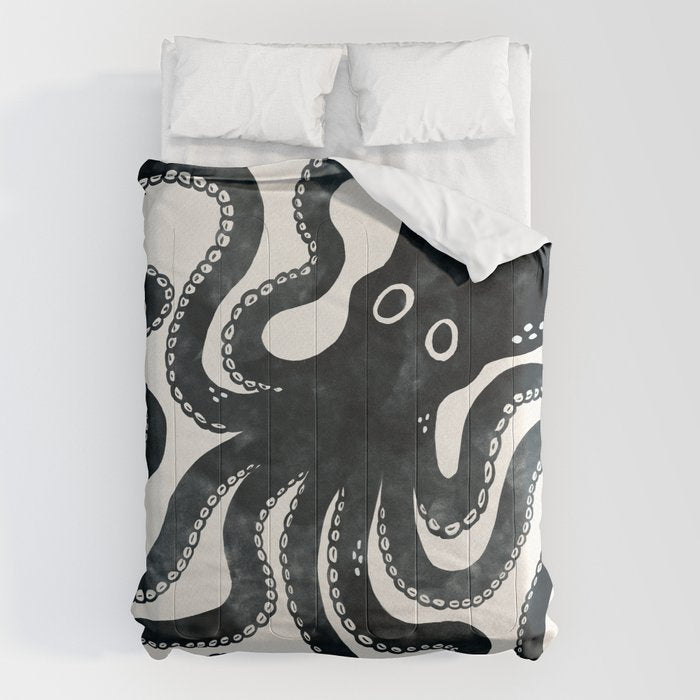 Minoan Octopus - Black Ink Comforter Gallery Image 6