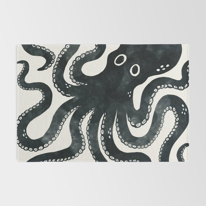 Minoan Octopus - Black Ink Rug Gallery Image 2