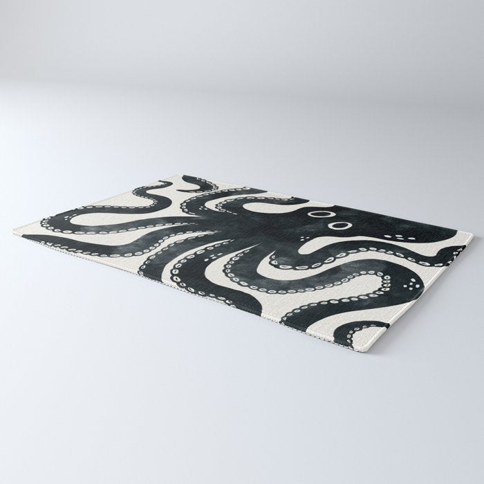Minoan Octopus - Black Ink Rug Gallery Image 3