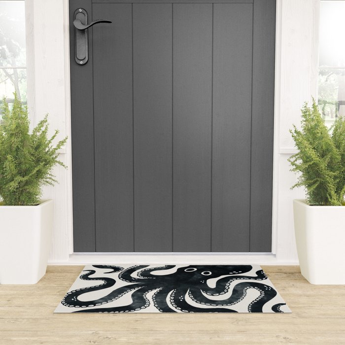 Minoan Octopus - Black Ink Welcome Mat Gallery Image 3