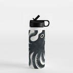 Minoan Octopus - Black Ink Water Bottle Gallery Image 1