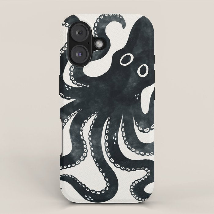 Minoan Octopus - Black Ink iPhone Case