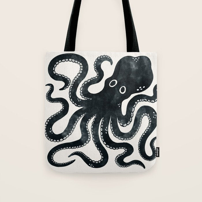 Minoan Octopus - Black Ink Tote Bag Gallery Image 1