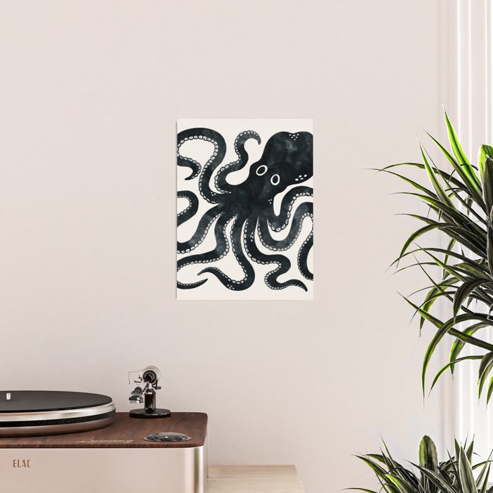 Minoan Octopus - Black Ink Poster Gallery Image 2