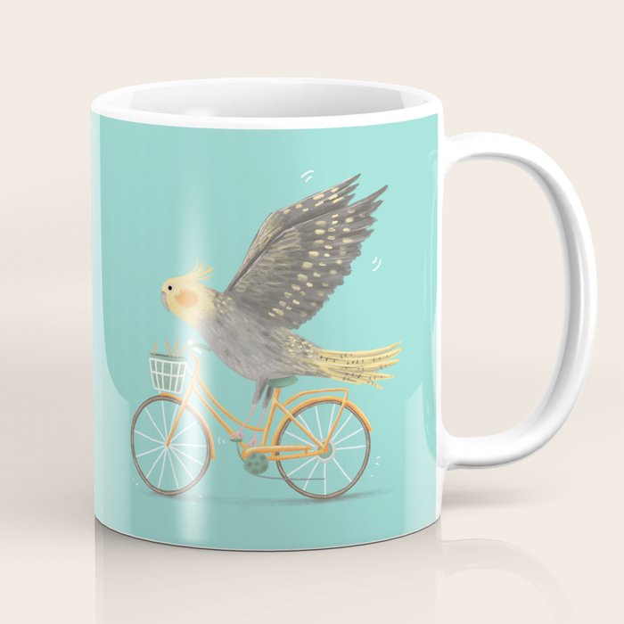 Cockatiel on a Bicycle Coffee Mug Gallery Image 1