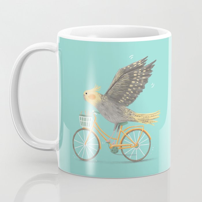 Cockatiel on a Bicycle Coffee Mug Gallery Image 3