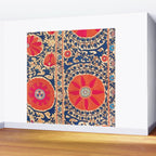 Antique Uzbekistan Kermina Suzani Red Orange Blue kilim Wall Mural Gallery Image 2