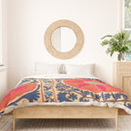 Antique Uzbekistan Kermina Suzani Red Orange Blue kilim Duvet Cover Gallery Image 3