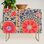 Antique Uzbekistan Kermina Suzani Red Orange Blue kilim Credenza Gallery Image 1