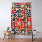 Antique Uzbekistan Kermina Suzani Red Orange Blue kilim Window Curtain Gallery Image 5