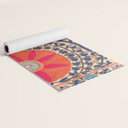 Antique Uzbekistan Kermina Suzani Red Orange Blue kilim Yoga Mat Gallery Image 2