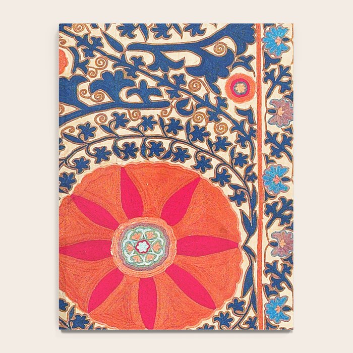 Antique Uzbekistan Kermina Suzani Red Orange Blue kilim Notebook Gallery Image 4