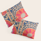 Antique Uzbekistan Kermina Suzani Red Orange Blue kilim Pillow Sham Gallery Image 3