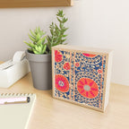 Antique Uzbekistan Kermina Suzani Red Orange Blue kilim Mini Art Print Gallery Image 2