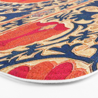 Antique Uzbekistan Kermina Suzani Red Orange Blue kilim Bath Mat Gallery Image 3