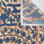 Antique Uzbekistan Kermina Suzani Red Orange Blue kilim Wall Tapestry Gallery Image 3