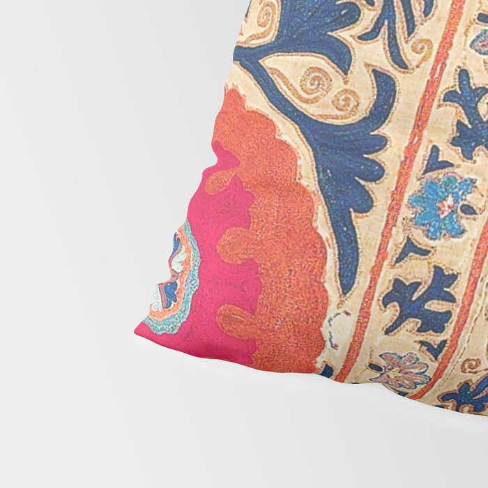 Antique Uzbekistan Kermina Suzani Red Orange Blue kilim Pillow Sham Gallery Image 4
