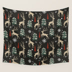 Deer in the snowy night Wall Tapestry Gallery Image 4