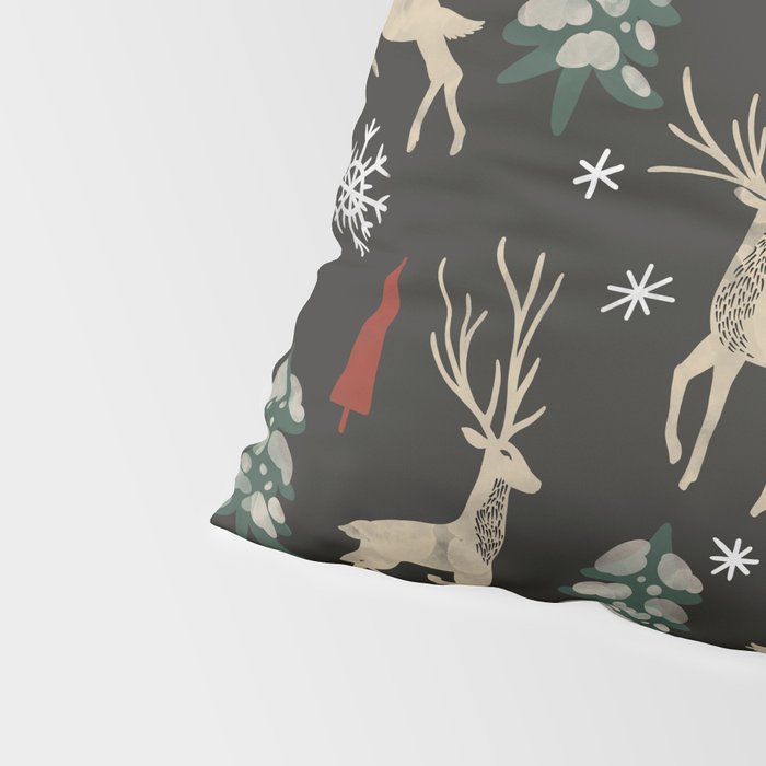 Deer in the snowy night Pillow Sham Gallery Image 4