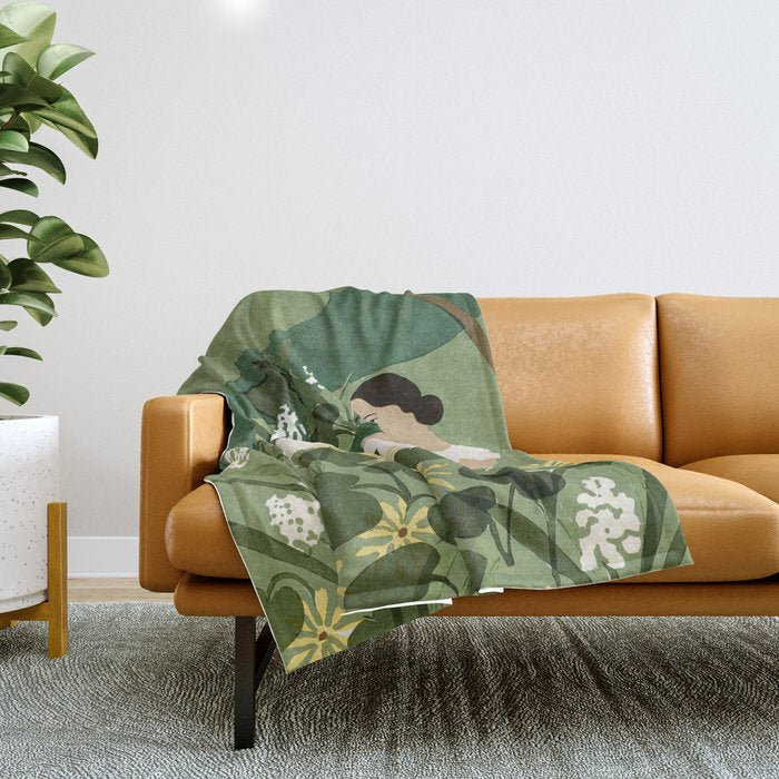 Books, Spring, Flowers Throw Blanket Gallery Image 1