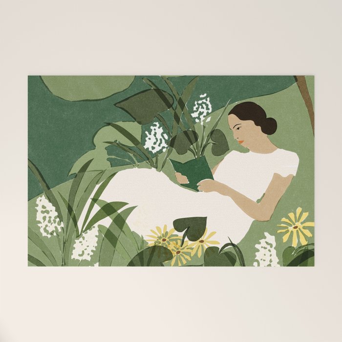 Books, Spring, Flowers Welcome Mat Gallery Image 1