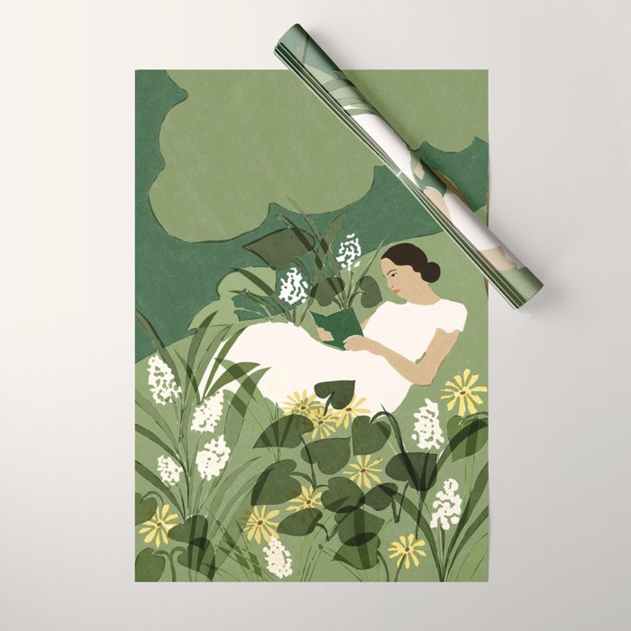 Books, Spring, Flowers Wrapping Paper Gallery Image 1